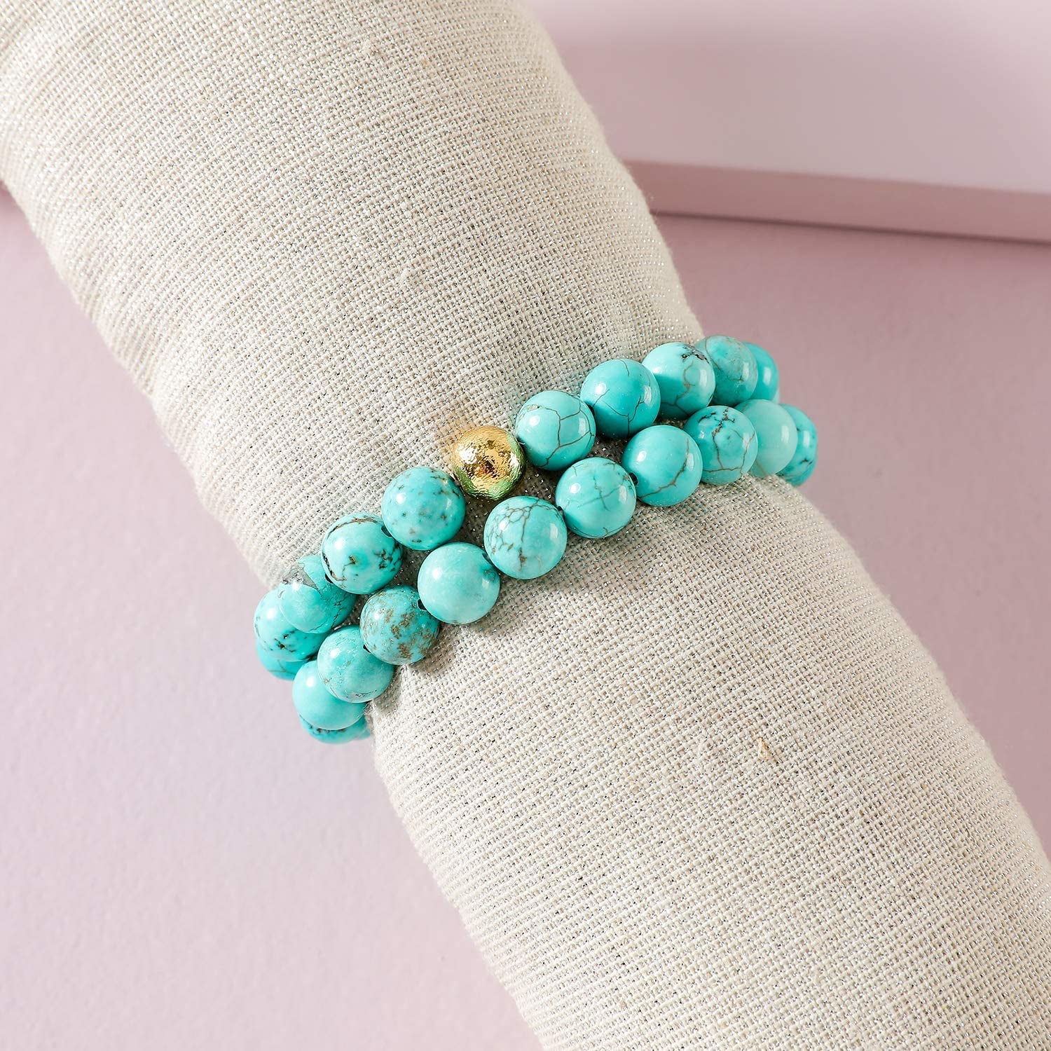 CHOGLE Gemstone Beaded Bracelets for Women - Semi Precious 8Mm round Natural Stone Beads Bracelet - Stretch Strand Bracelet for Girls Apparel & Accessories > Jewelry > Bracelets CHOGLE   