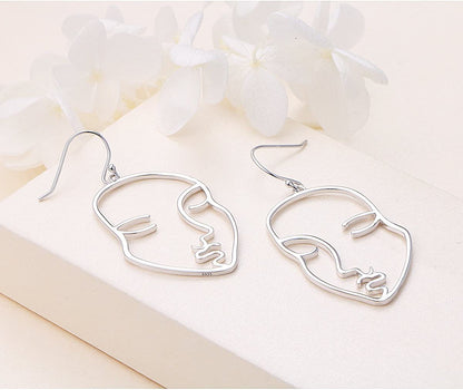 S925 Sterling Silver Face Abstract Drop Dangle Earrings for Women Jewelry Apparel & Accessories > Jewelry > Earrings ALPHM Jewelry Factory   