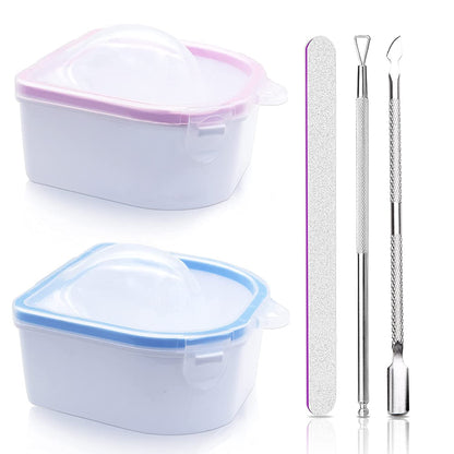 Nail Soaking Bowl Manicure Bowl, 2PCS Nail Soak off Bowl Acrylic Soak off Bowl Polish Remover Soak Bowls with Cuticle Peeler,Cuticle Pusher Cutter and Nail Files Manicure Tools Health & Beauty > Personal Care > Cosmetics > Cosmetic Tools > Nail Tools Namgznso 2pcs Pink Blue  
