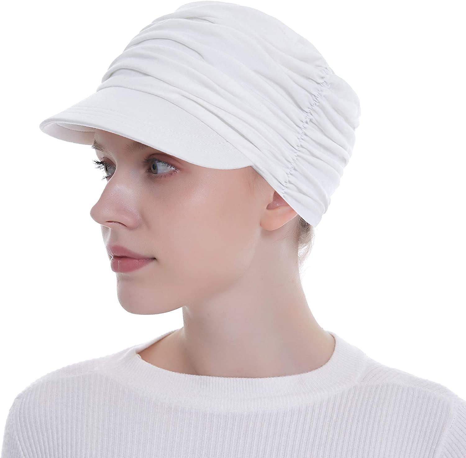 Bamboo Fashion Hat for Woman Daily Use with Brim Visor, Hats for Cancer Chemo Patients Apparel & Accessories > Clothing Accessories > Headwear HatsCity.com   