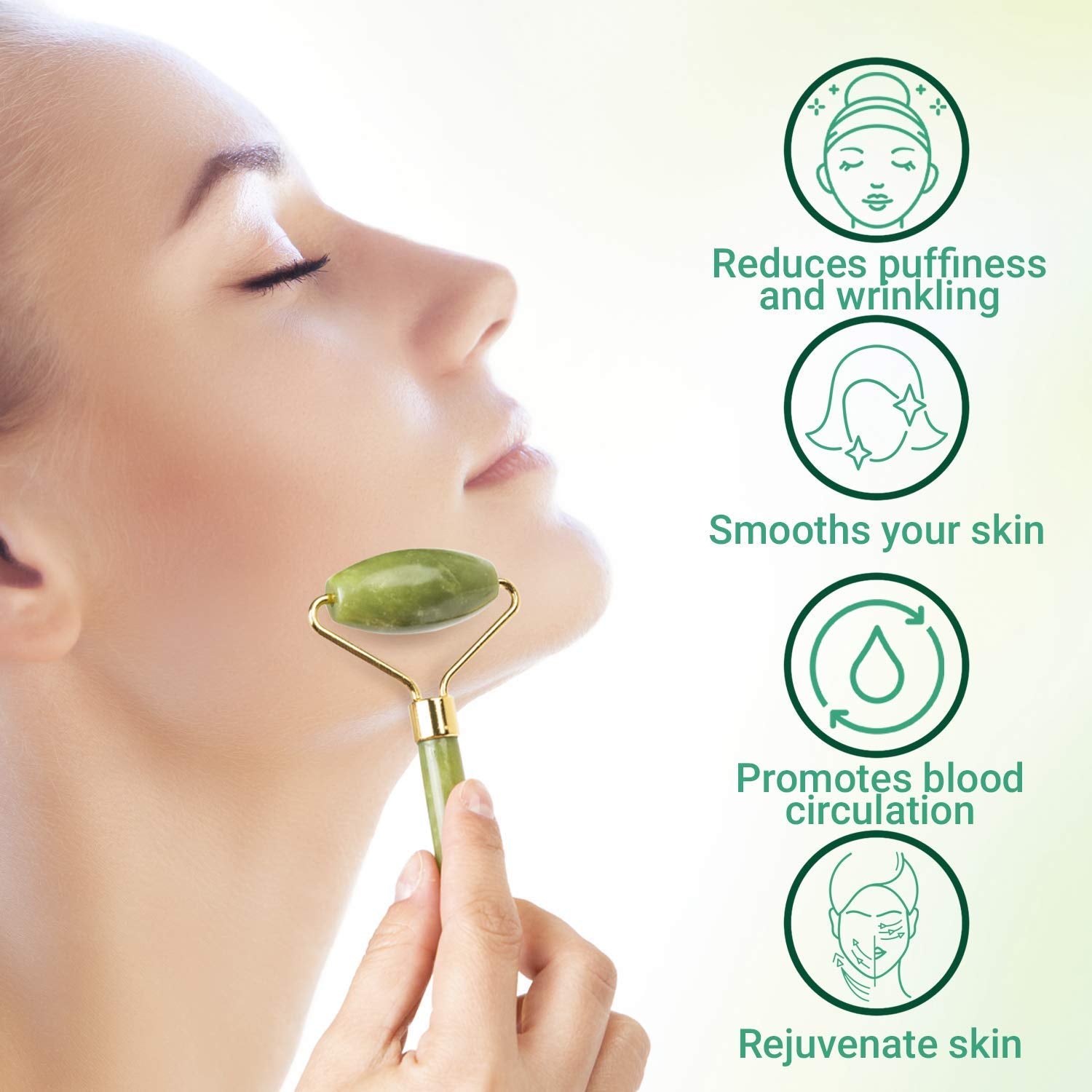 Jade Roller for Face Massager MUZHI Green Neck Massager Tool Jade Stone Face Roller, Eye Treatment Roller Reduce Wrinkles anti Aging Natural Skin Gym Crystal Beauty Jade Facial Roller Dark Green… Health & Beauty > Personal Care > Cosmetics > Cosmetic Tools > Skin Care Tools MUZHI   