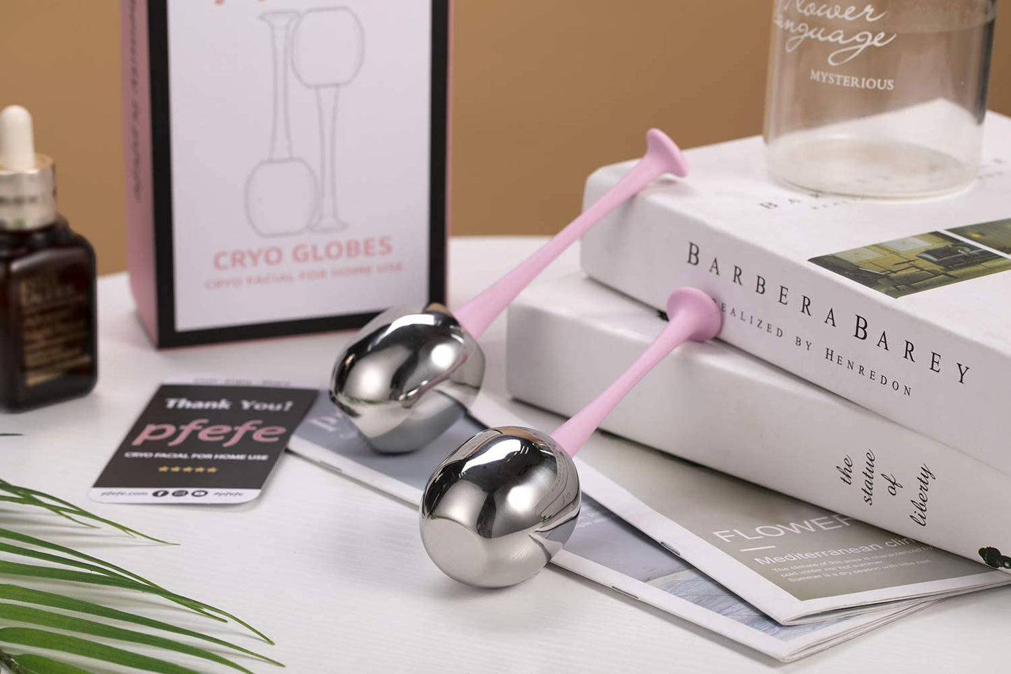 Ice Globes Facial Skin Care Freeze Tools for Women Face & Eyes, Stainless Steel Face Beauty Cryo Sticks Roller for Girls Ladies, Cooling Spa Globes with Storage Case Health & Beauty > Personal Care > Cosmetics > Cosmetic Tools > Skin Care Tools pfefe   