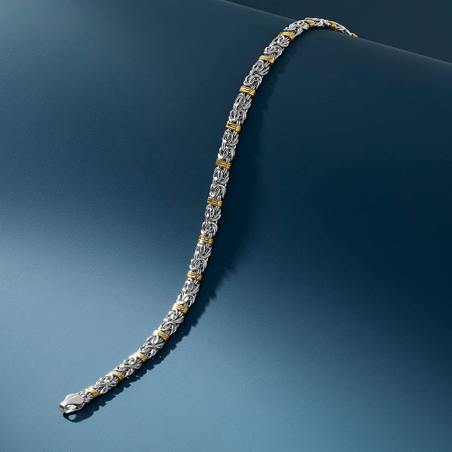Ross-Simons Sterling Silver and 14Kt Yellow Gold Byzantine Station Bracelet Apparel & Accessories > Jewelry > Bracelets Ross-Simons   