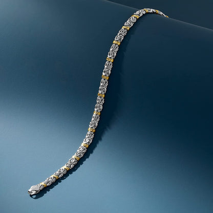 Ross-Simons Sterling Silver and 14Kt Yellow Gold Byzantine Station Bracelet Apparel & Accessories > Jewelry > Bracelets Ross-Simons   