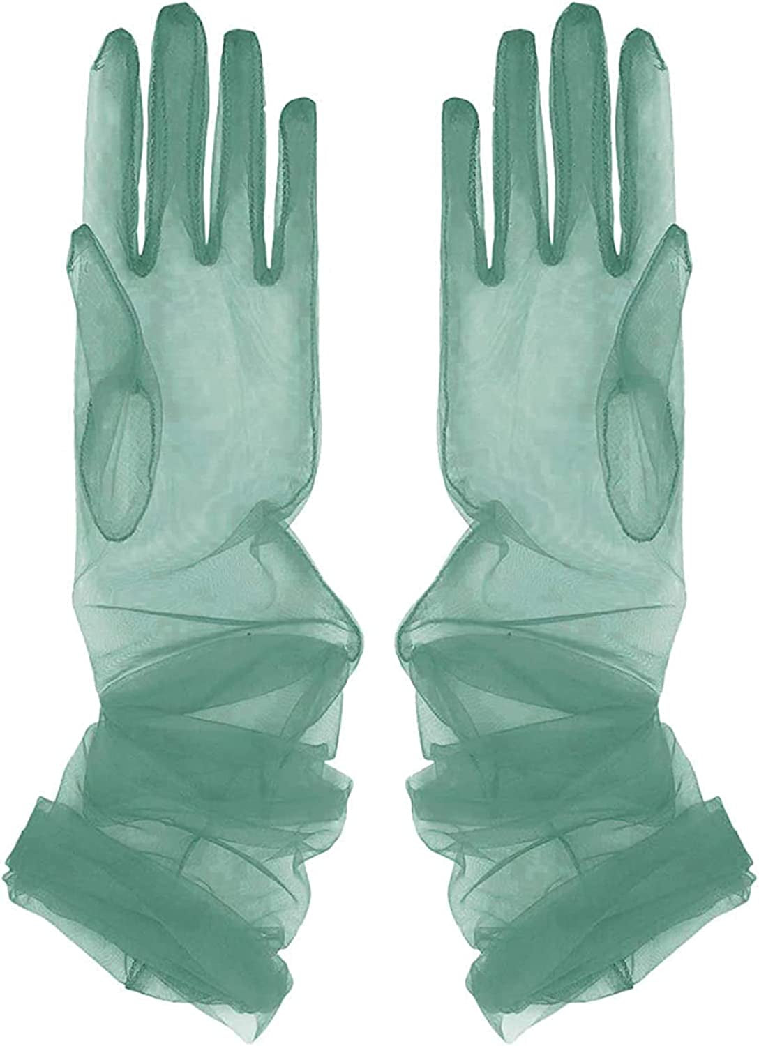 TAIKMD Women'S Tulle Evening Long Gloves Party Opera Photography Semi Sheer Wedding Bridal Glove Mittens Apparel & Accessories > Clothing Accessories > Gloves & Mittens TAIKMD Light Green  