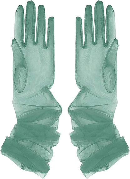 TAIKMD Women'S Tulle Evening Long Gloves Party Opera Photography Semi Sheer Wedding Bridal Glove Mittens Apparel & Accessories > Clothing Accessories > Gloves & Mittens TAIKMD Light Green  