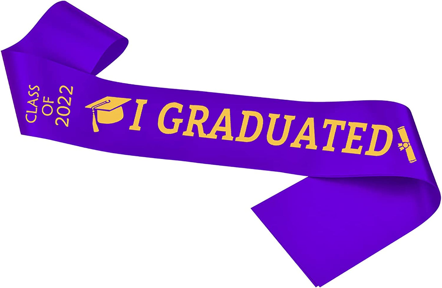 Blue Graduation Sash with Gold Glitter Letter I Graduated, Class of 2022 for Graduation Party 2022, Graduation Decorations 2022, Graduation Party Supplies Apparel & Accessories > Clothing Accessories > Sashes JOJO FLY Purple, Gold  