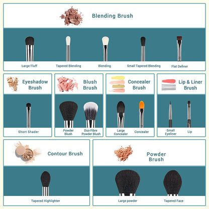 Jessup Pro Makeup Brushes 15 Pcs Makeup Brush Set Beauty Cosmetics Make up Powder Foundation Eyeshadow Eyeliner Blending Lip Brush Tools (Black /Silver) T092 Health & Beauty > Personal Care > Cosmetics > Cosmetic Tools > Makeup Tools Jessup   