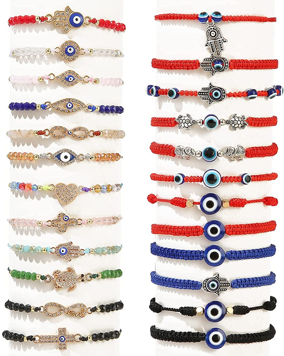 ILGANT 36Pcs Evil Eye Bracelets Set Jewelry for Women Girls Mexican String Knot Bracelet Pack Apparel & Accessories > Jewelry > Bracelets ILGANT 24Pcs Bracelets  