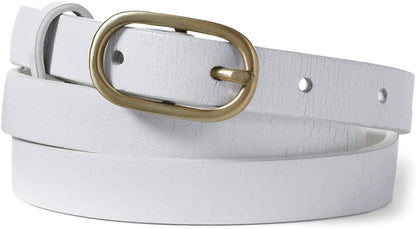 Lands' End Women'S Skinny Leather Belt Apparel & Accessories > Clothing Accessories > Belts Lands' End White 1X 
