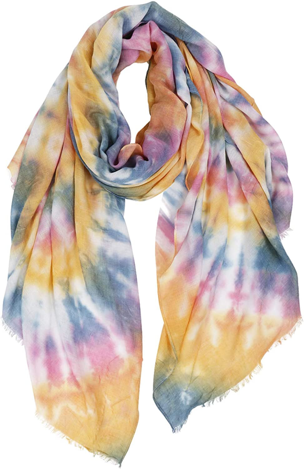 GERINLY Tie Dye Scarf for Women Art Print Head Wrap Vibrant Summer Shawl Nice Hijab Turban Apparel & Accessories > Clothing Accessories > Scarves & Shawls GERINLY Color3  