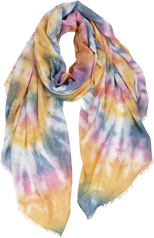 GERINLY Tie Dye Scarf for Women Art Print Head Wrap Vibrant Summer Shawl Nice Hijab Turban Apparel & Accessories > Clothing Accessories > Scarves & Shawls GERINLY Color3  