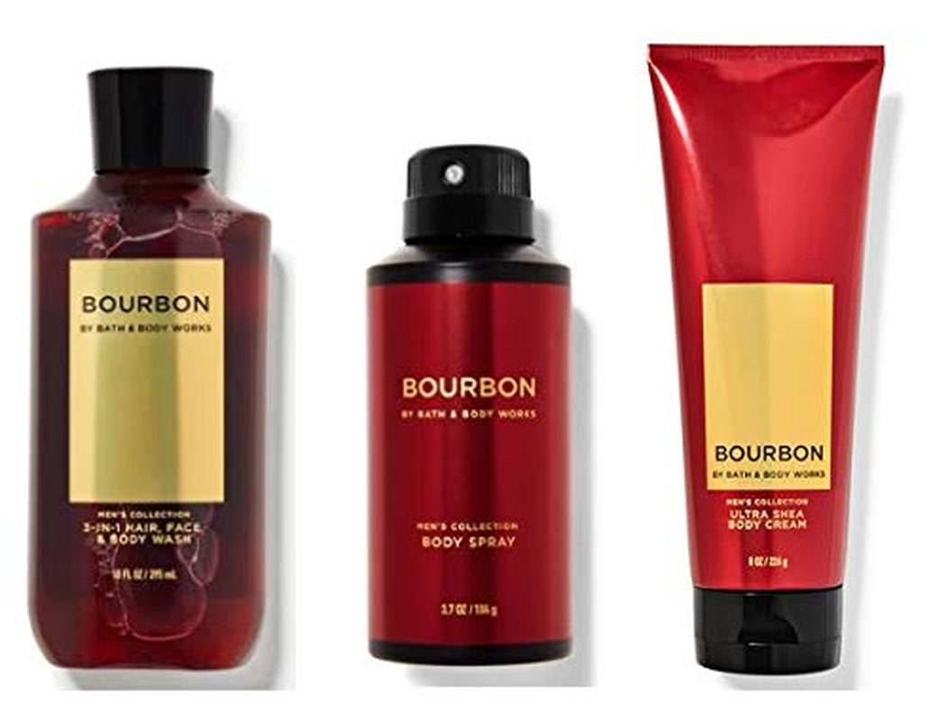 Bath & Body Works Bourbon - Ultra Shea Body Cream 8 Oz, 2-In-1 Hair + Body Wash 10 Oz & Deodorizing Body Spray 3.7 Oz - Set Health & Beauty > Personal Care > Cosmetics > Bath & Body Bath & Body Works   