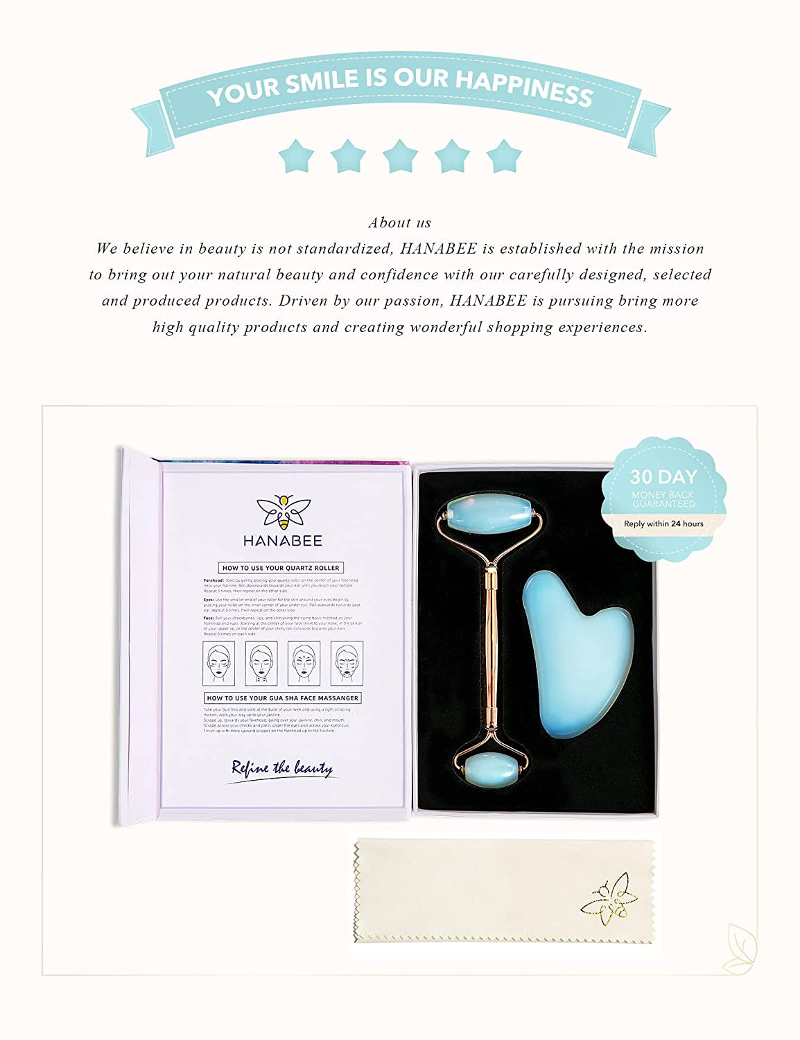 Gua Sha Jade Roller,Rose Quartz Face Roller Skin Care Tools,Beauty Facial Massager,Eye Roller for Puffy Eyes,Self Care Gifts for Women,Hanabee Skincare Sets & Kits (Moonstone) Health & Beauty > Personal Care > Cosmetics > Cosmetic Tools > Skin Care Tools HANABEE   