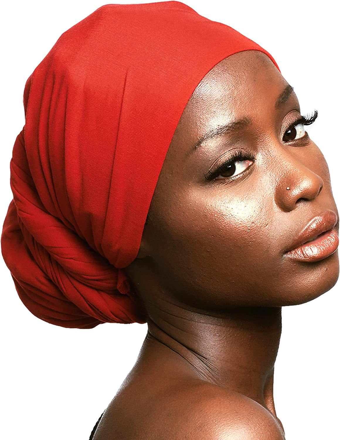 Head Wrap for Black Women - African Hair Wrap & Hair Scarf - Jersey Hair Turbans for Women - Soft & Breathable Headwrap Apparel & Accessories > Clothing Accessories > Bandanas & Headties Olivia Sylx Ruby Red  