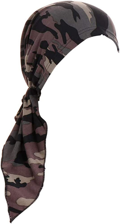 Fxhixiy Pre-Tied Bandana Turban Hat Chemo Cancer Headscarf Headwraps Headwear for Women Hair Cover Hat Apparel & Accessories > Clothing Accessories > Headwear Fxhixiy Army Green  