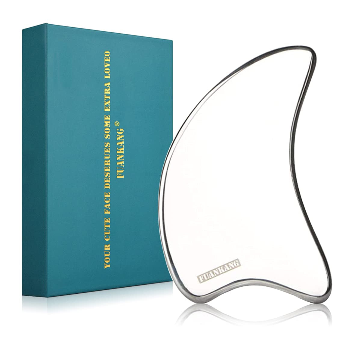 Gua Sha Facial Tools Stainless Steel Scraping Massage Tool for Face Stainless Steel Gua Sha Tool with Travel Pouch- by FUANKANG Health & Beauty > Personal Care > Cosmetics > Cosmetic Tools > Skin Care Tools FUANKANG Triangle  