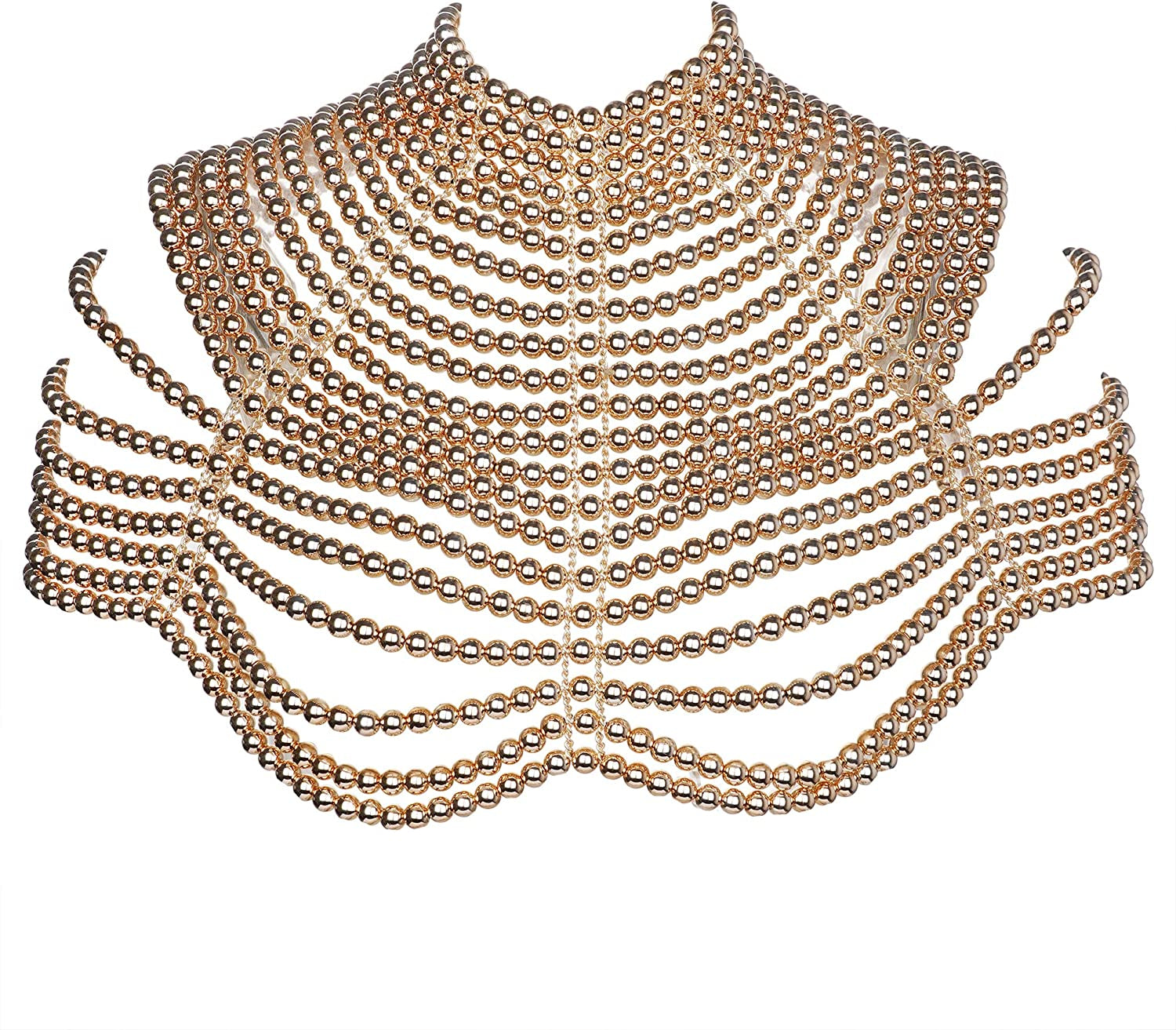 Ccbodily Pearl Body Chain Bra - Fashion Shoulder Necklaces Bra Chain Body Jewelry Apparel & Accessories > Jewelry > Body Jewelry CCbodily B-GOLD  