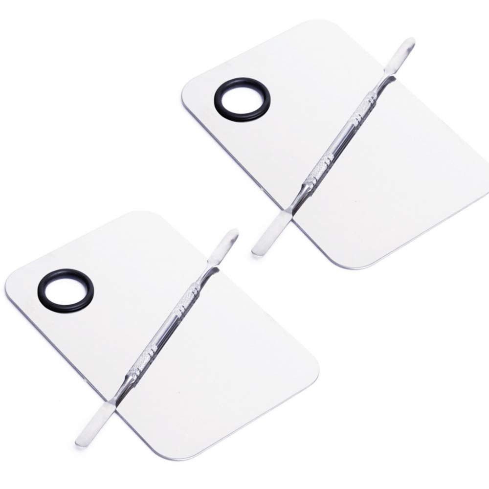 Stainless Steel Cosmetic Makeup Palette, Professional Cosmetic Mixing Makeup Palette Spatula Makeup Artist Tool, Beauty Salon Color Cream Mixing Palette with a Spatula Makeup Nail Art Palette Health & Beauty > Personal Care > Cosmetics > Cosmetic Tools > Makeup Tools AKIRO 2PCS  