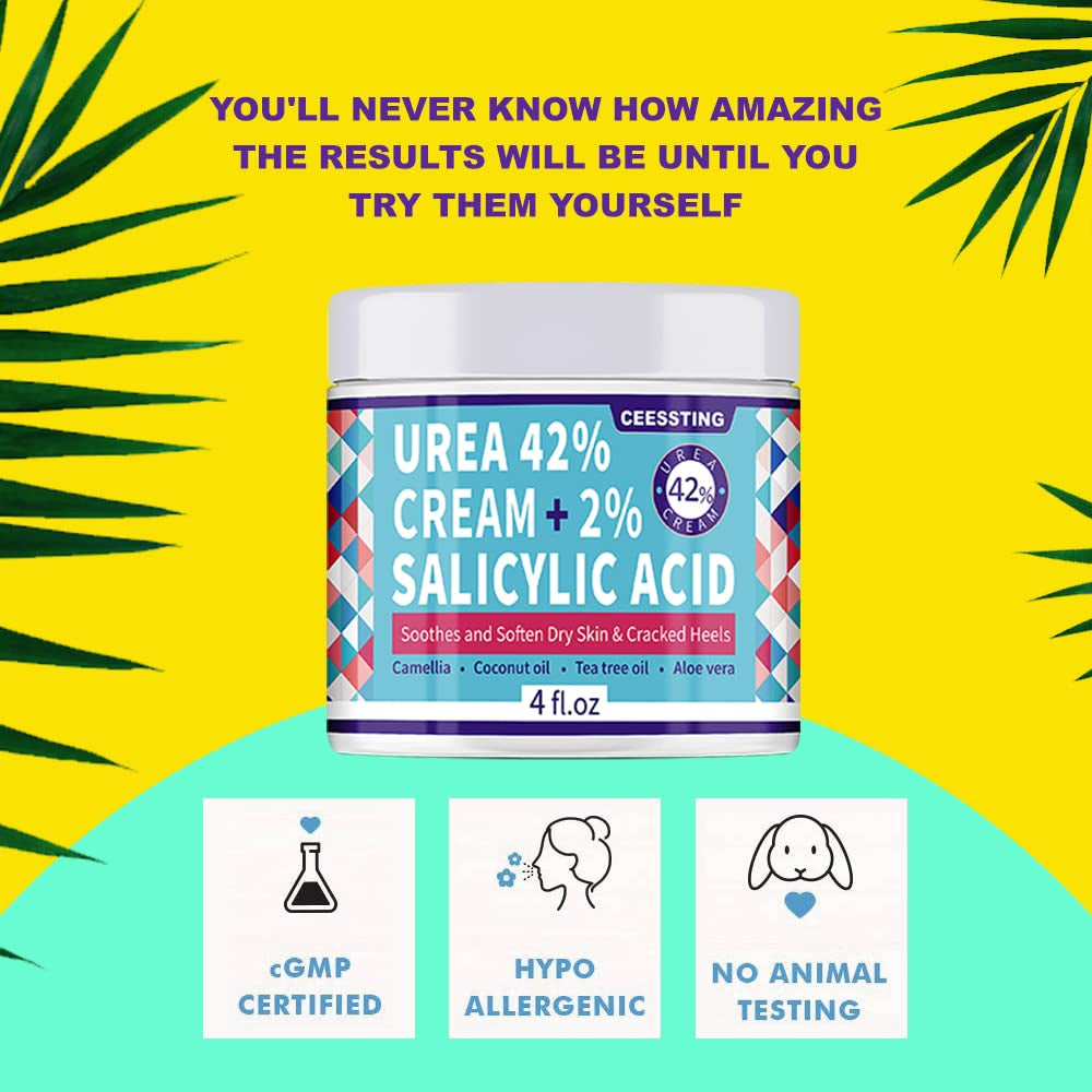 Urea Cream 42% for Feet, 4 Oz-A Complete Callus-Care, Designed to a Complete Foot Cream & Specially Designed for Dry & Cracked Feet, Hands, Heels, Elbows, Nails, Knees, Strengthens and Softens Skin Health & Beauty > Personal Care > Foot Care ENVISHA   