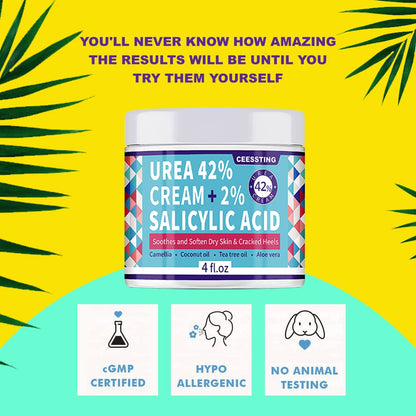 Urea Cream 42% for Feet, 4 Oz-A Complete Callus-Care, Designed to a Complete Foot Cream & Specially Designed for Dry & Cracked Feet, Hands, Heels, Elbows, Nails, Knees, Strengthens and Softens Skin Health & Beauty > Personal Care > Foot Care ENVISHA   