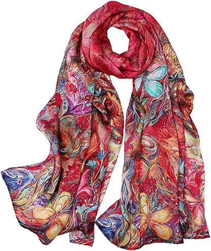 Women'S Mulberry Silk Scarf Floral Print Satin Long Scarf Wrap Shawl Apparel & Accessories > Clothing Accessories > Scarves & Shawls Smi&Love Cy01  