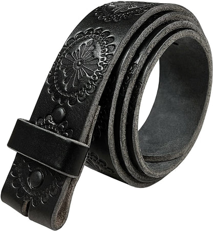 Western Floral Engraved Embossed Tooled Genuine Leather Belt Strap or Belt 1-1/2"(38Mm) Wide, Multi-Style Options Apparel & Accessories > Clothing Accessories > Belts Belts.com Type T70-01 Strap - Black 44 