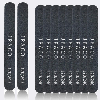 Nail Files 120 240 Grit for Natural Acrylic Poly Nail Extension Gel Nails Double Sided Black Washable Professional Set Manicure Tools (12 Pack) by JPACO Health & Beauty > Personal Care > Cosmetics > Cosmetic Tools > Nail Tools JPACO   