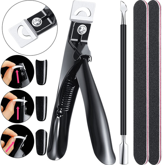Nail Clipper for Acrylic Nails Nail Cutters Trimmer with Cuticle Pusher Spoon Nail Cleaner and 2 Pieces Nail Files Manicure Tools for Artificial Nail Health & Beauty > Personal Care > Cosmetics > Cosmetic Tools > Nail Tools Mudder Black  