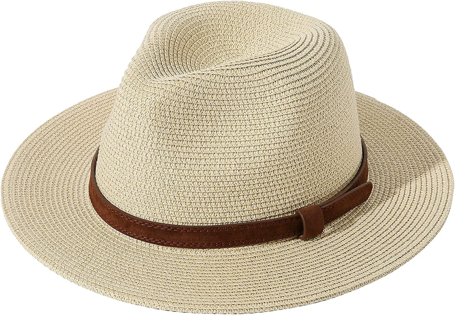 JOYEBUY Womens UPF50 Foldable Summer Straw Hat Wide Brim Fedora Sun Beach Hat Apparel & Accessories > Clothing Accessories > Hats JOYEBUY Y-brown Belt Khaki  