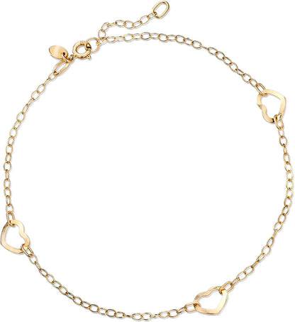Ross-Simons Italian 14Kt Yellow Gold Open-Space Heart Station Anklet. 9 Inches Apparel & Accessories > Jewelry > Anklets Ross-Simons   