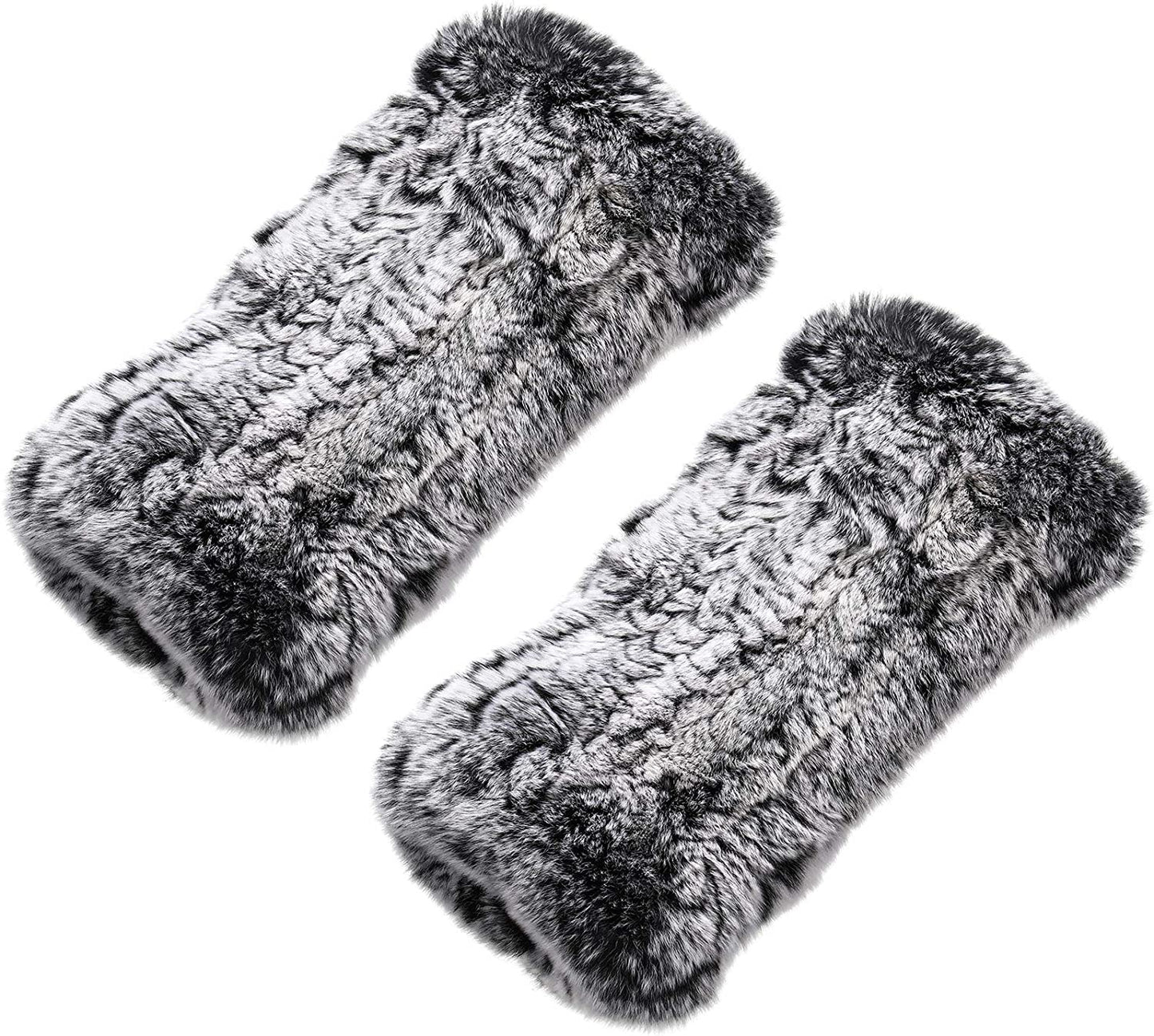 Fingerless Fur Gloves Smooth Faux Rabbit Furry Gloves Winter Warm Knitted Gloves for Women Girls Apparel & Accessories > Clothing Accessories > Gloves & Mittens Geyoga Frost Black  