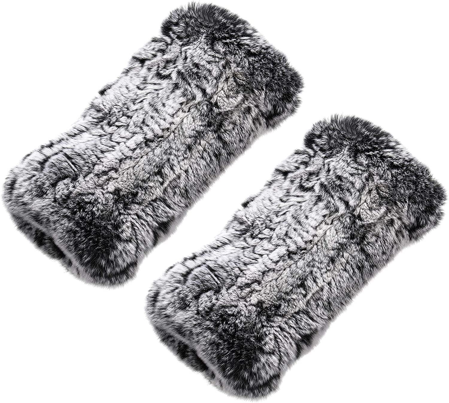 Fingerless Fur Gloves Smooth Faux Rabbit Furry Gloves Winter Warm Knitted Gloves for Women Girls Apparel & Accessories > Clothing Accessories > Gloves & Mittens Geyoga Frost Black  