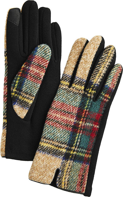 Mud Pie Womens Large Tartan Plaid Glove Apparel & Accessories > Clothing Accessories > Gloves & Mittens Mud Pie Tan One Size 