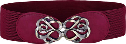 Women Stretchy Vintage Dress Belt Elastic Waist Cinch Belt CL413 Apparel & Accessories > Clothing Accessories > Belts GRACE KARIN Wine Red Small 