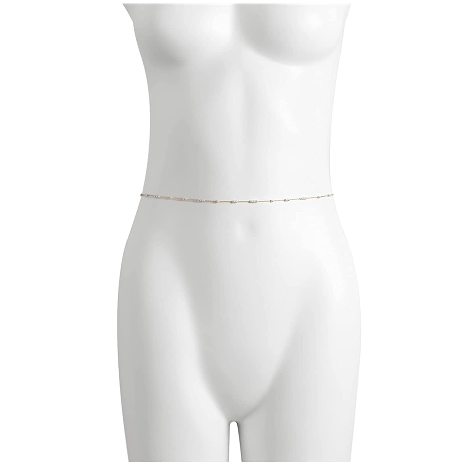 Simple Belly Chain Gold Pearl Waist Chains Summer Beach Sexy Body Jewelry Chain for Women and Girls Apparel & Accessories > Jewelry > Body Jewelry Rotaiboes   