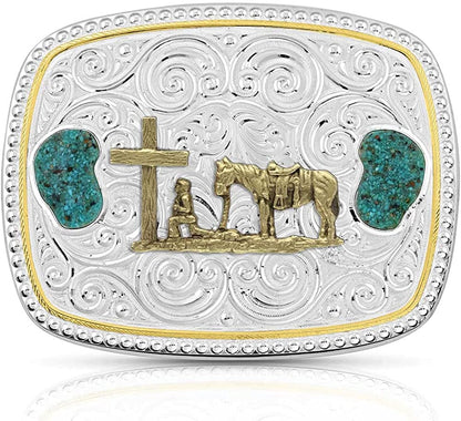 Montana Silversmiths Christian Faith Series Classic Western Buckle, Made in USA Apparel & Accessories > Clothing Accessories > Belt Buckles Montana Silversmiths Winding Country Roads Silver  