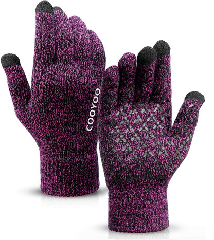 Winter Gloves for Women and Men 1/2/3 Pairs,Upgraded Touch Screen Gloves,Anti-Slip Silicone Gel- Thermal Soft Wool Lining Apparel & Accessories > Clothing Accessories > Gloves & Mittens COOYOO 16-1 Pair(rose Red) Large 