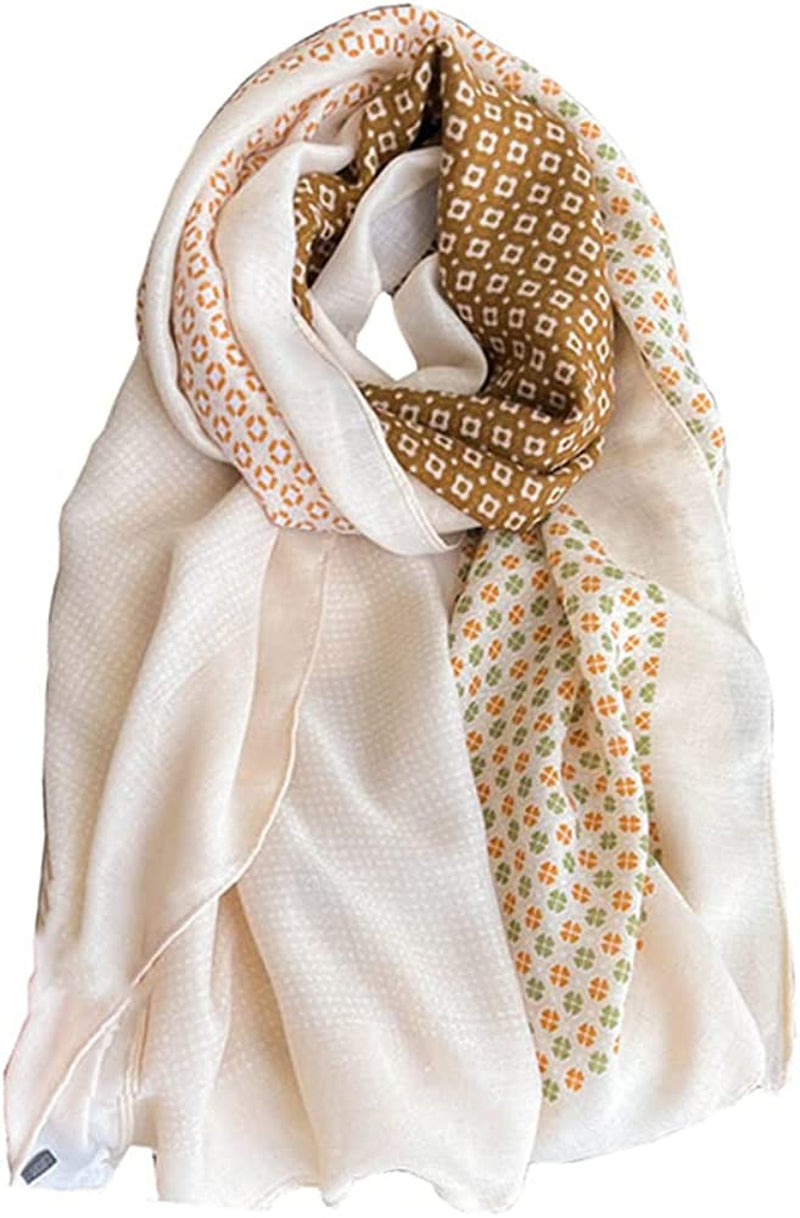 JERLA Women'S Scarves Lady Light Soft Fashion Solid Scarf Wrap Shawl Plaid Scarf Apparel & Accessories > Clothing Accessories > Scarves & Shawls JERLA Beige Clover  