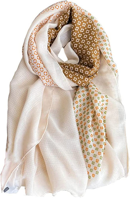 JERLA Women'S Scarves Lady Light Soft Fashion Solid Scarf Wrap Shawl Plaid Scarf Apparel & Accessories > Clothing Accessories > Scarves & Shawls JERLA Beige Clover  