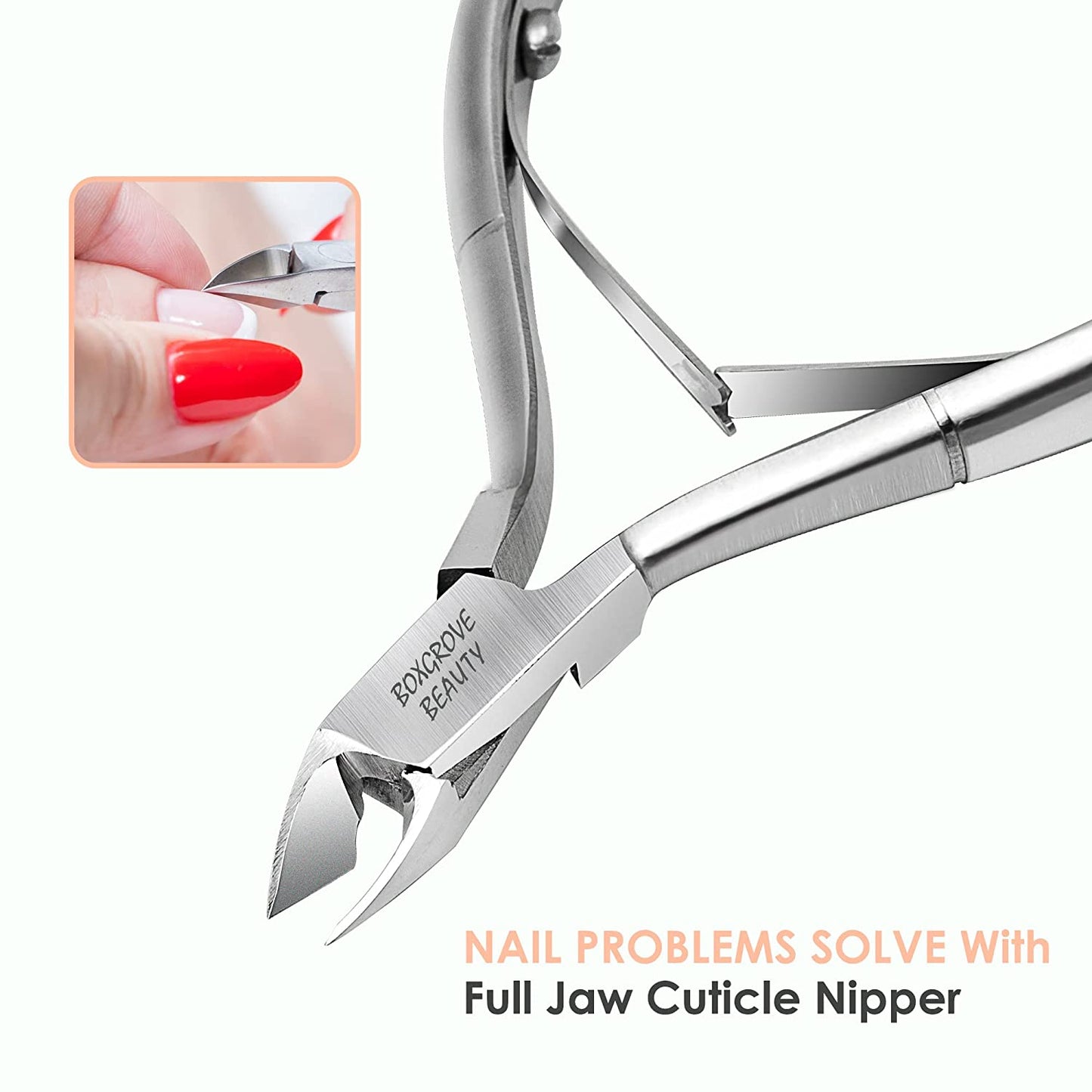 Professional Cuticle Cutter & Pusher Trimmer Manicure Tools with Double Spring– Perfect Nail Care Tool for Manicure & Pedicure Beauty at Home/Spa/Saloon (Silver) Health & Beauty > Personal Care > Cosmetics > Cosmetic Tools > Nail Tools BOXGROVE BEAUTY   