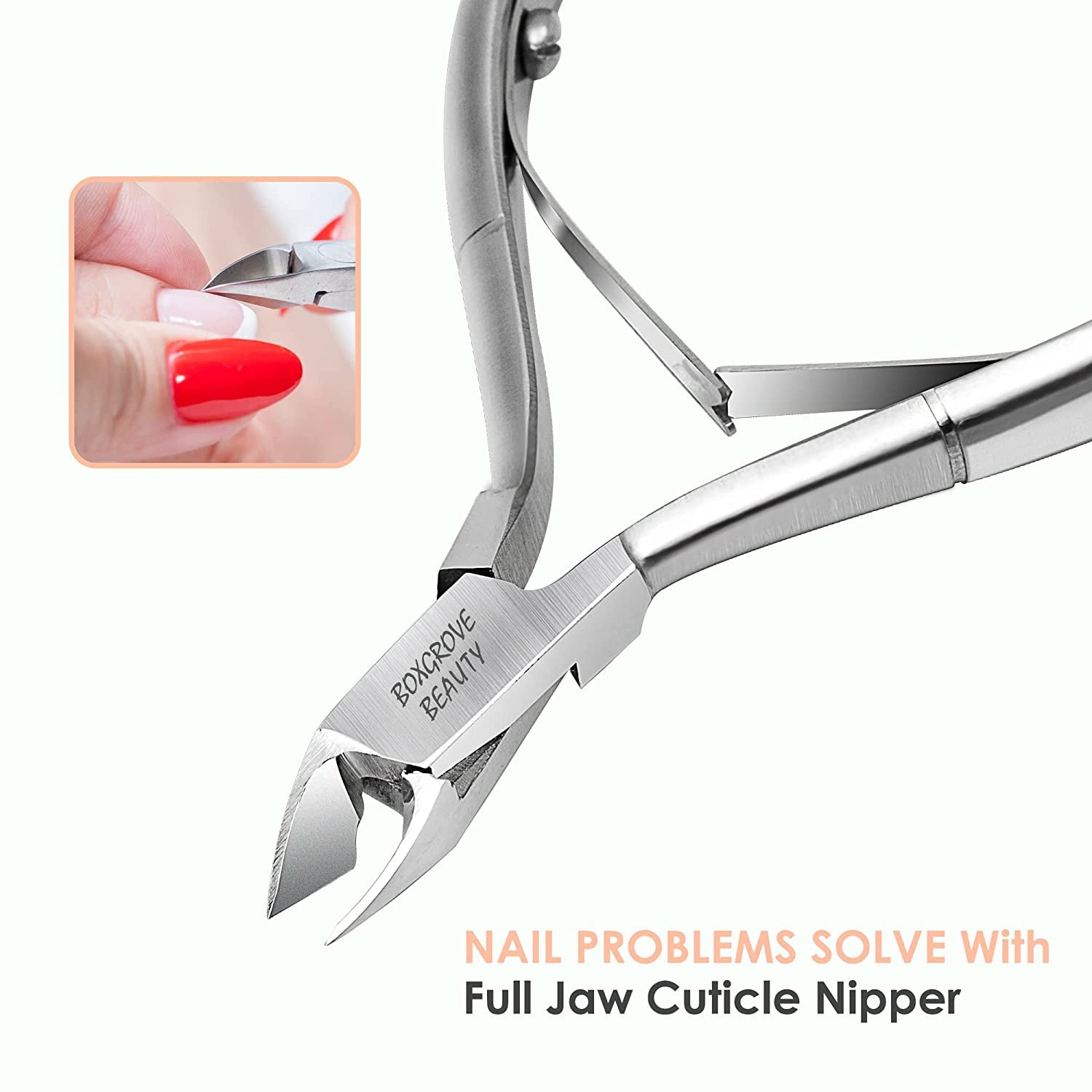 Professional Cuticle Cutter & Pusher Trimmer Manicure Tools with Double Spring– Perfect Nail Care Tool for Manicure & Pedicure Beauty at Home/Spa/Saloon (Silver) Health & Beauty > Personal Care > Cosmetics > Cosmetic Tools > Nail Tools BOXGROVE BEAUTY   