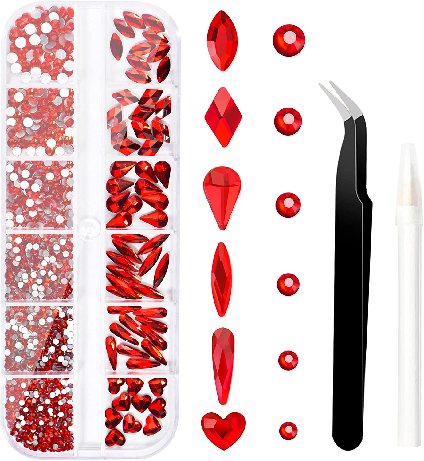 Molisaka Black Nail Art Rhinestones, Glass Flat Back Rhinestones for Nails Decorations, Bling Crystals Nail Gems for Nail Design, 3D Nail Jewels Set with Rhinestone Picker Tools (2320Pcs) Health & Beauty > Personal Care > Cosmetics > Cosmetic Tools > Nail Tools Molisaka Multi-shapes Red  