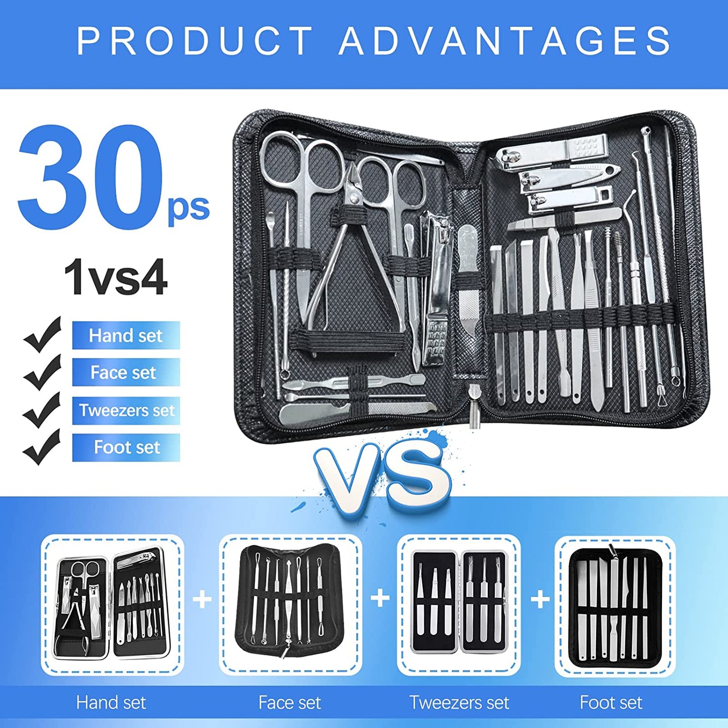 Manicure Set 30 in 1 Nail Clipper Set,Redflow Nail Clippers,Fingernail & Toenail Clippers,Manicure Tools,Pedicure Tools,Suitable for Travel Manicure Kit,Nail Set Kit with Everything Profe (Black) Health & Beauty > Personal Care > Cosmetics > Cosmetic Tools > Nail Tools RedFlow   