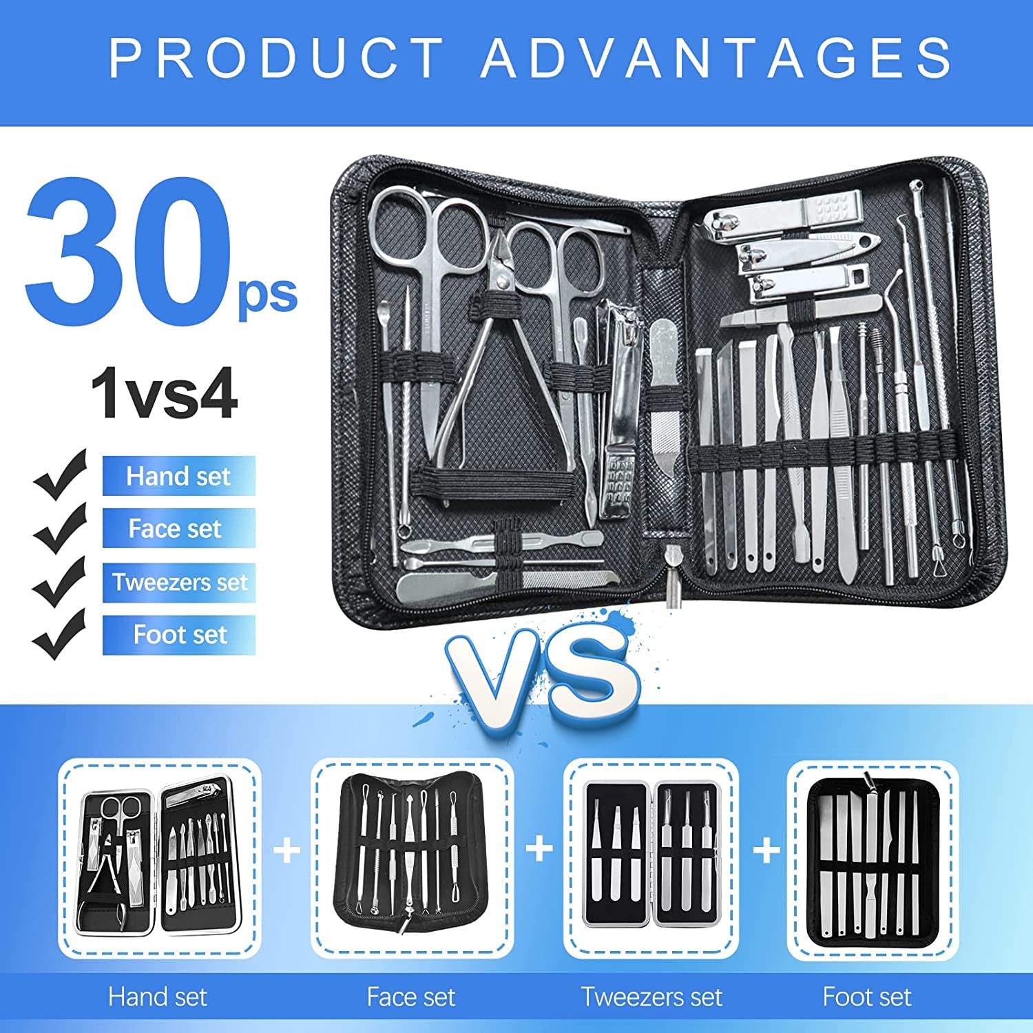 Manicure Set 30 in 1 Nail Clipper Set,Redflow Nail Clippers,Fingernail & Toenail Clippers,Manicure Tools,Pedicure Tools,Suitable for Travel Manicure Kit,Nail Set Kit with Everything Profe (Black) Health & Beauty > Personal Care > Cosmetics > Cosmetic Tools > Nail Tools RedFlow   