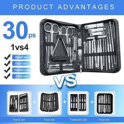 Manicure Set 30 in 1 Nail Clipper Set,Redflow Nail Clippers,Fingernail & Toenail Clippers,Manicure Tools,Pedicure Tools,Suitable for Travel Manicure Kit,Nail Set Kit with Everything Profe (Black) Health & Beauty > Personal Care > Cosmetics > Cosmetic Tools > Nail Tools RedFlow   