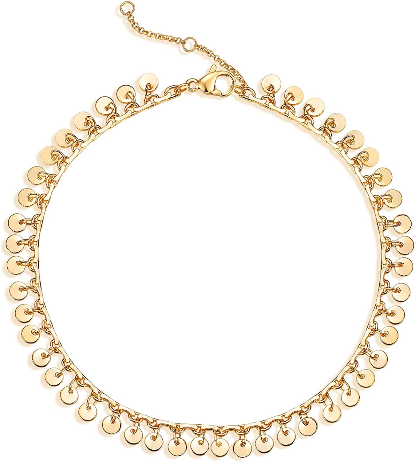 Mevecco Gold Evil Eye Charm Anklet,14K Gold Plated Boho Beach Dainty Cute Tiny Lucky Star Foot Chain Ankle Bracelet Silver Beaded Chain Anklet for Women Apparel & Accessories > Jewelry > Anklets MEVECCO Circular chimes  