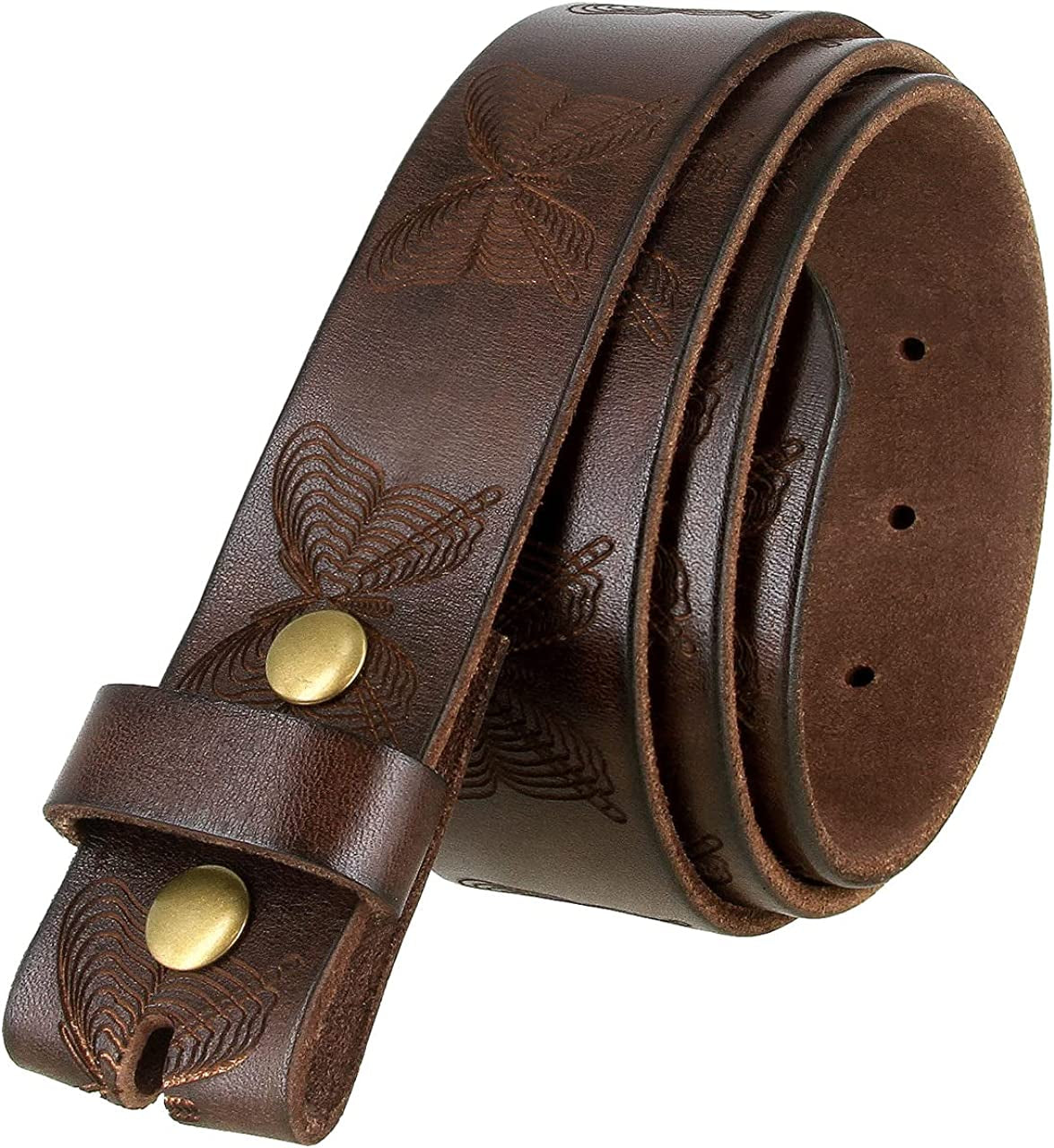 Western Floral Engraved Embossed Tooled Genuine Leather Belt Strap or Belt 1-1/2"(38Mm) Wide, Multi-Style Options Apparel & Accessories > Clothing Accessories > Belts Belts.com Type W 6670 Brown 32 