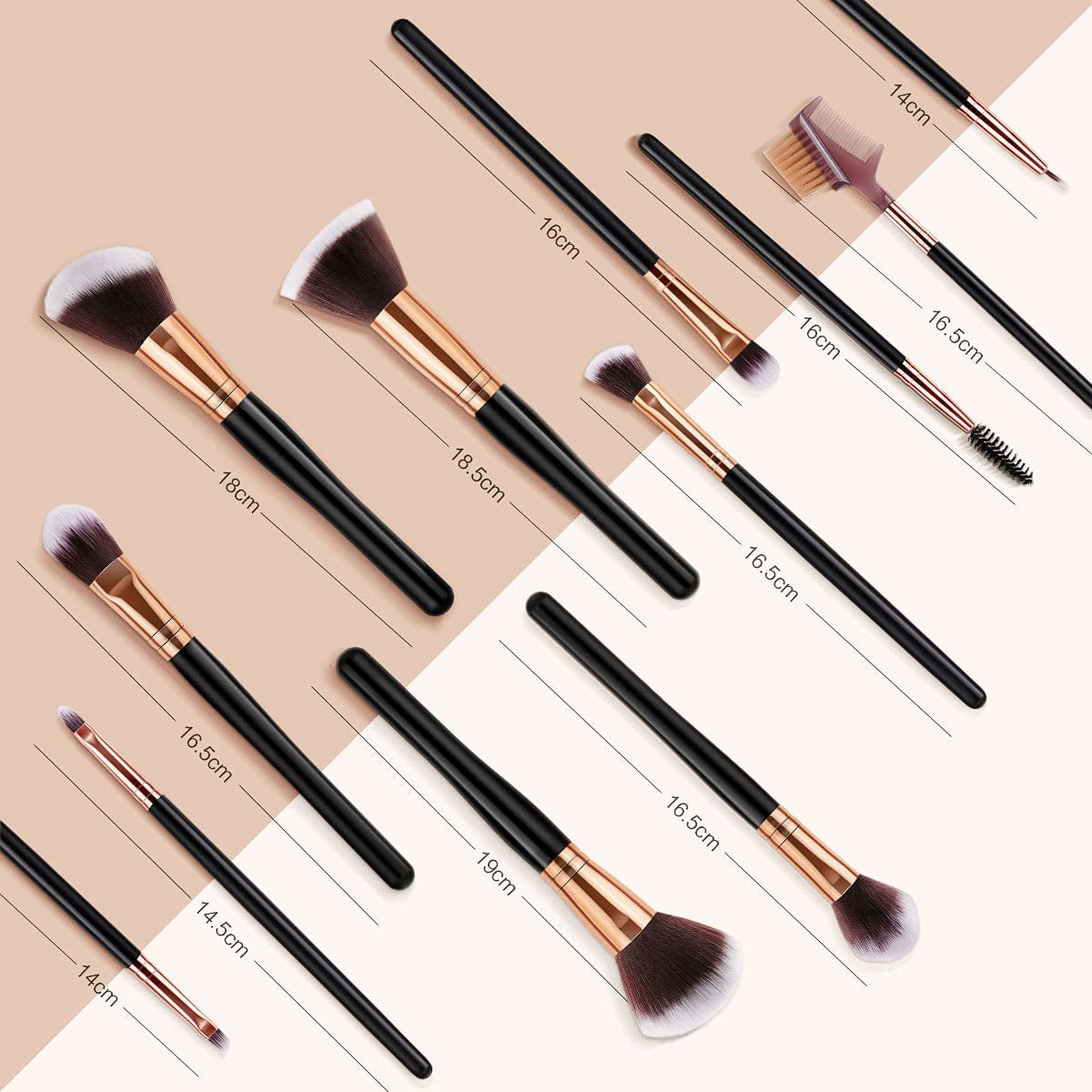 SOLVE Makeup Brushes 16 Pcs Premium Synthetic Foundation Blending Blush Concealer Eye Shadow Makeup Brush Set，Leather Travel Makeup Bag Included， Black with Rose Gold Health & Beauty > Personal Care > Cosmetics > Cosmetic Tools > Makeup Tools SOLVE   