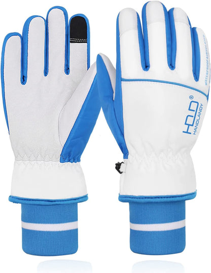 Waterproof Insulated Work Gloves, Thermal Winter Gloves for Men Women Touch Screen, Warm Ski Snowboard Cold Weather Gloves (Medium, Pink) Apparel & Accessories > Clothing Accessories > Gloves & Mittens HANDLANDY White X-Small 